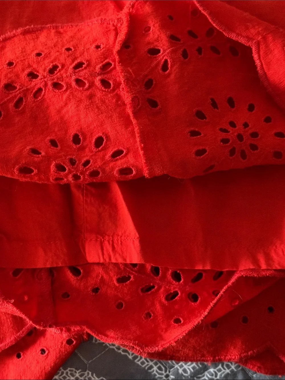 LOFT Red Eyelet Cotton Shorts - Picture 7 of 8